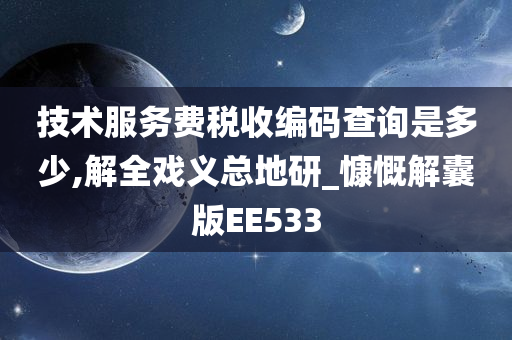 技术服务费税收编码查询是多少,解全戏义总地研_慷慨解囊版EE533