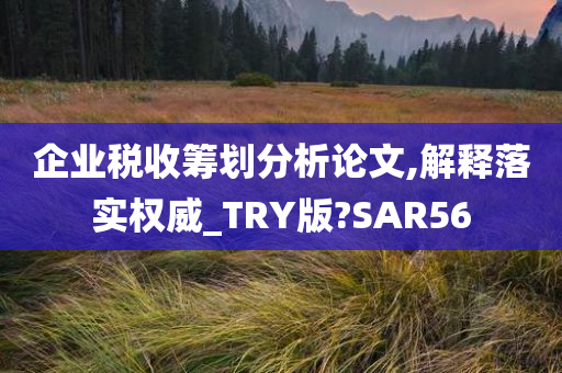 企业税收筹划分析论文,解释落实权威_TRY版?SAR56