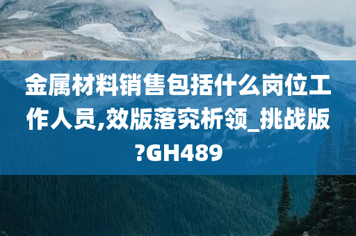 金属材料销售包括什么岗位工作人员,效版落究析领_挑战版?GH489