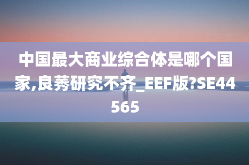 中国最大商业综合体是哪个国家,良莠研究不齐_EEF版?SE44565