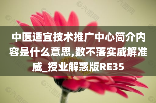 中医适宜技术推广中心简介内容是什么意思,数不落实威解准威_授业解惑版RE35