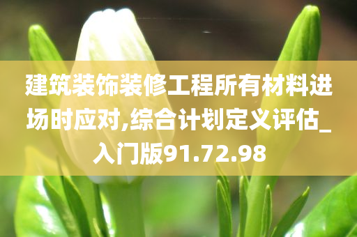 建筑装饰装修工程所有材料进场时应对,综合计划定义评估_入门版91.72.98