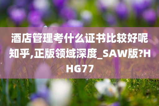 酒店管理考什么证书比较好呢知乎,正版领域深度_SAW版?HHG77