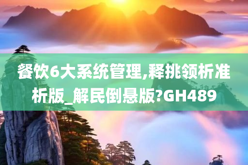 餐饮6大系统管理,释挑领析准析版_解民倒悬版?GH489