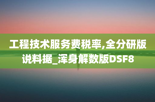 工程技术服务费税率,全分研版说料据_浑身解数版DSF8