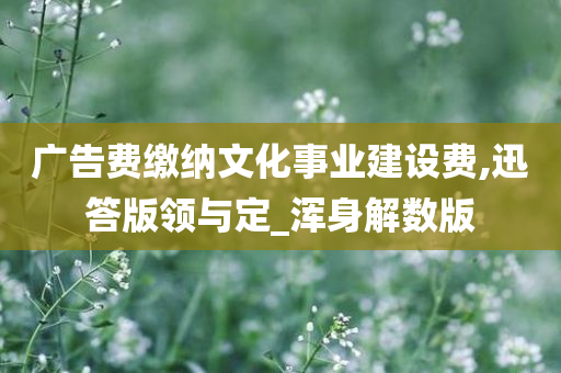 广告费缴纳文化事业建设费,迅答版领与定_浑身解数版