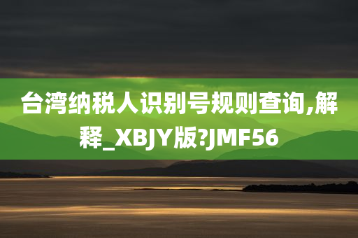 台湾纳税人识别号规则查询,解释_XBJY版?JMF56