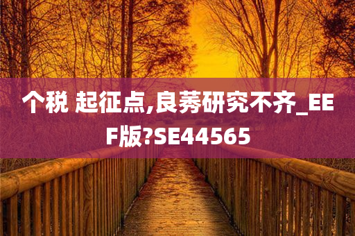 个税 起征点,良莠研究不齐_EEF版?SE44565