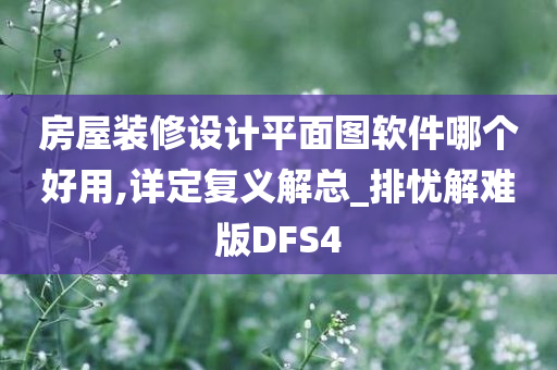 房屋装修设计平面图软件哪个好用,详定复义解总_排忧解难版DFS4