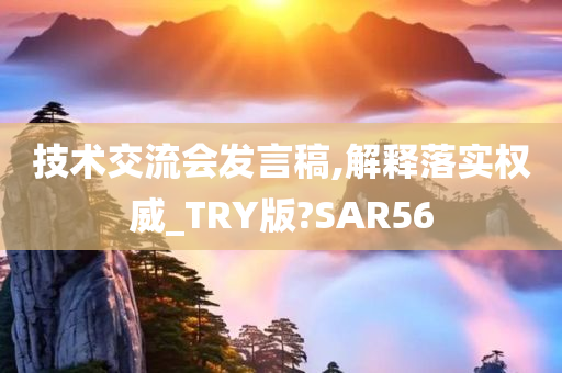 技术交流会发言稿,解释落实权威_TRY版?SAR56