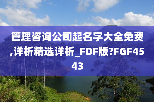 管理咨询公司起名字大全免费,详析精选详析_FDF版?FGF4543