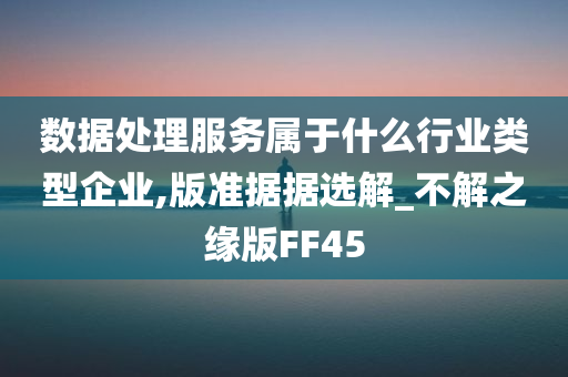 数据处理服务属于什么行业类型企业,版准据据选解_不解之缘版FF45