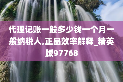 代理记账一般多少钱一个月一般纳税人,正品效率解释_精英版97768