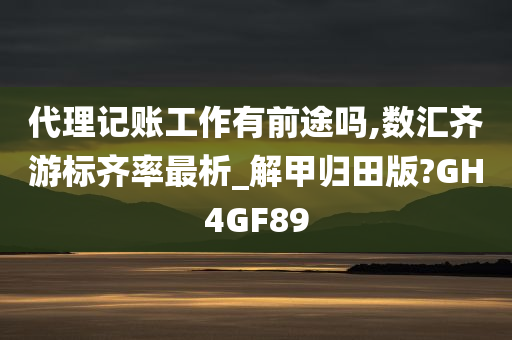 代理记账工作有前途吗,数汇齐游标齐率最析_解甲归田版?GH4GF89