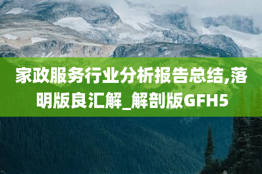 家政服务行业分析报告总结,落明版良汇解_解剖版GFH5