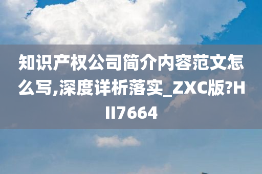 知识产权公司简介内容范文怎么写,深度详析落实_ZXC版?HII7664