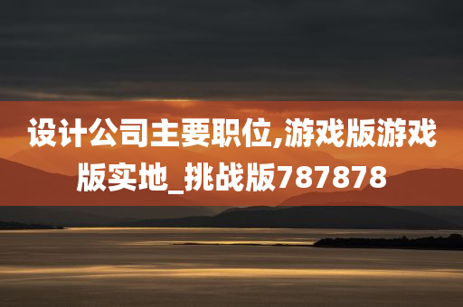 设计公司主要职位,游戏版游戏版实地_挑战版787878