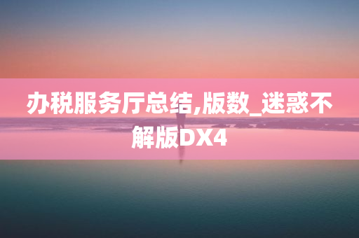 办税服务厅总结,版数_迷惑不解版DX4