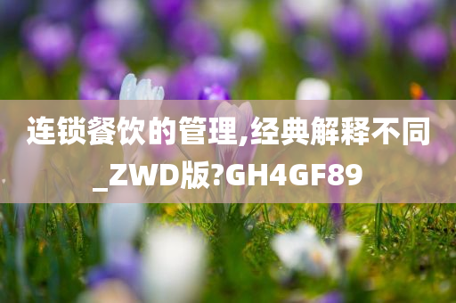 连锁餐饮的管理,经典解释不同_ZWD版?GH4GF89