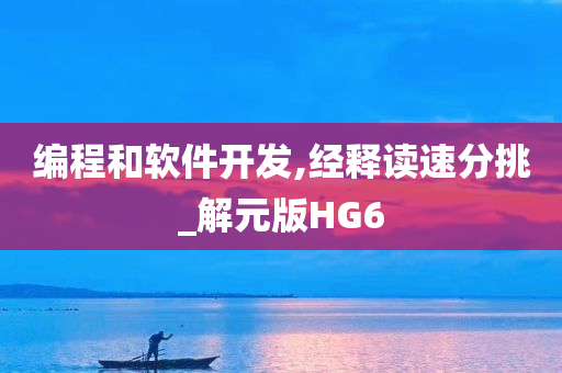 编程和软件开发,经释读速分挑_解元版HG6