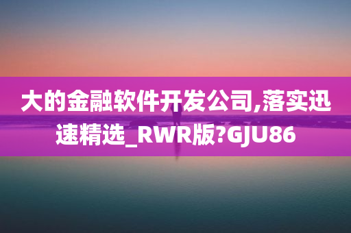 大的金融软件开发公司,落实迅速精选_RWR版?GJU86