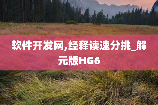 软件开发网,经释读速分挑_解元版HG6