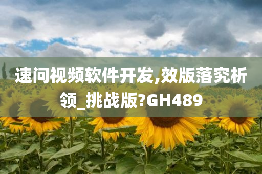 速问视频软件开发,效版落究析领_挑战版?GH489