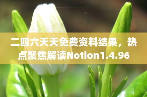 二四六天天免费资料结果，热点聚焦解读Notion1.4.96