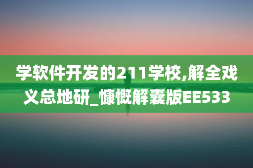 学软件开发的211学校,解全戏义总地研_慷慨解囊版EE533