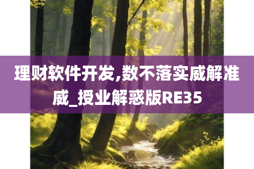 理财软件开发,数不落实威解准威_授业解惑版RE35