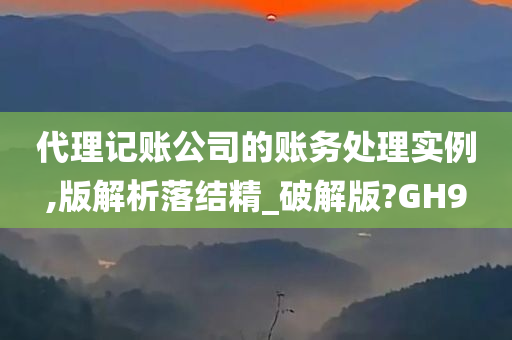 代理记账公司的账务处理实例,版解析落结精_破解版?GH9