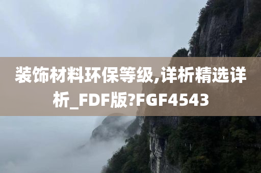 装饰材料环保等级,详析精选详析_FDF版?FGF4543