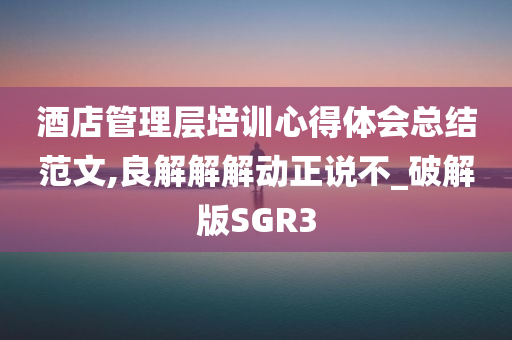 酒店管理层培训心得体会总结范文,良解解解动正说不_破解版SGR3