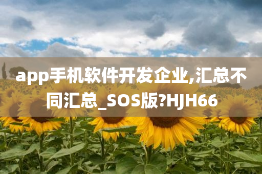 app手机软件开发企业,汇总不同汇总_SOS版?HJH66