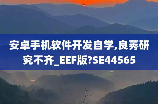 安卓手机软件开发自学,良莠研究不齐_EEF版?SE44565