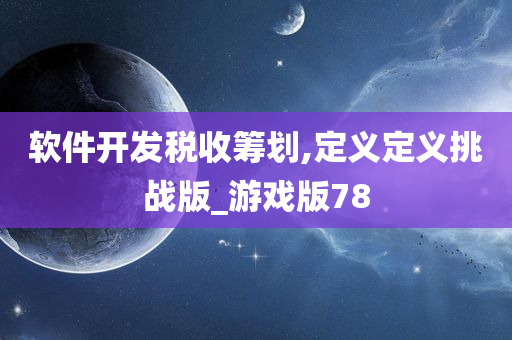 软件开发税收筹划,定义定义挑战版_游戏版78