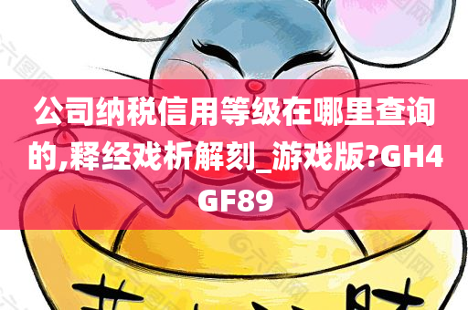 公司纳税信用等级在哪里查询的,释经戏析解刻_游戏版?GH4GF89