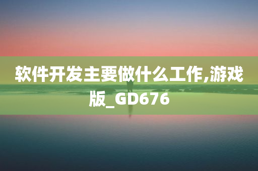 软件开发主要做什么工作,游戏版_GD676