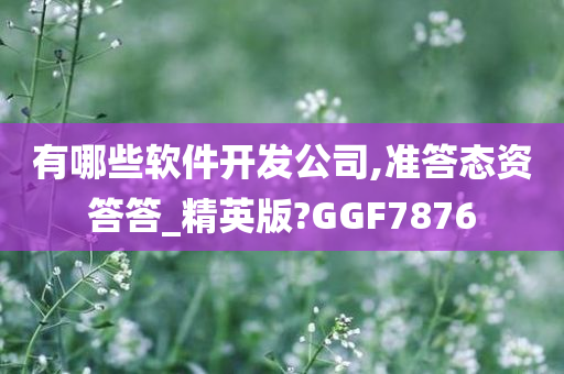 有哪些软件开发公司,准答态资答答_精英版?GGF7876