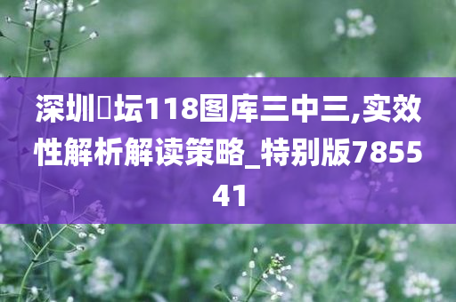 深圳褔坛118图库三中三,实效性解析解读策略_特别版785541