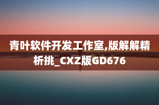 青叶软件开发工作室,版解解精析挑_CXZ版GD676