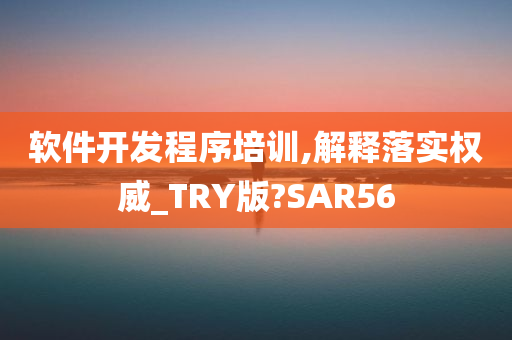 软件开发程序培训,解释落实权威_TRY版?SAR56