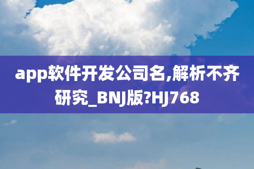 app软件开发公司名,解析不齐研究_BNJ版?HJ768