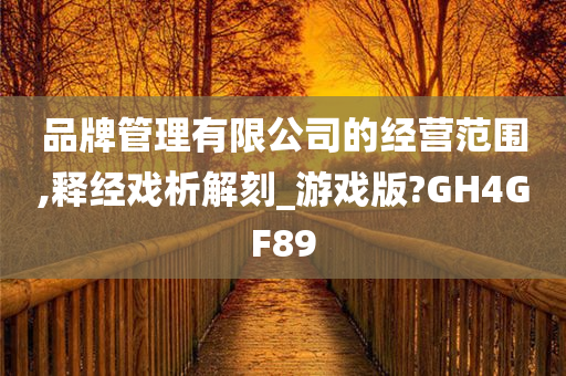 品牌管理有限公司的经营范围,释经戏析解刻_游戏版?GH4GF89