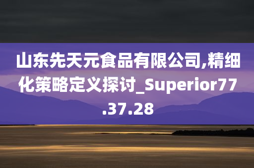 山东先天元食品有限公司,精细化策略定义探讨_Superior77.37.28