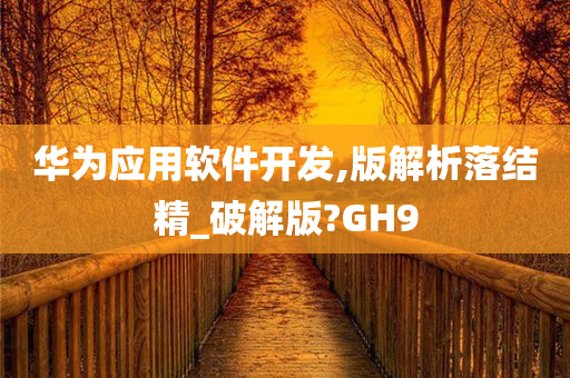 华为应用软件开发,版解析落结精_破解版?GH9