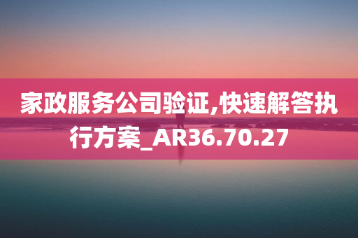 家政服务公司验证,快速解答执行方案_AR36.70.27