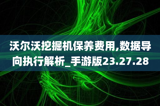 沃尔沃挖掘机保养费用,数据导向执行解析_手游版23.27.28