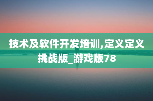 技术及软件开发培训,定义定义挑战版_游戏版78