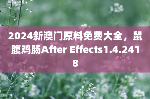 2024新澳门原料免费大全，鼠腹鸡肠After Effects1.4.2418